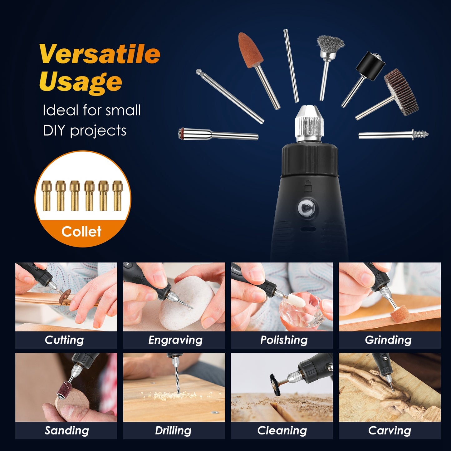 1Set Mini Corded Rotary Power Tool Set Of 186Pcs Electric Detail Sander Grinding Pen Small Drill Kit Engraver With 5 Speeds For Sanding Polishing Drilling Etching Engraving Carving DIY Crafts