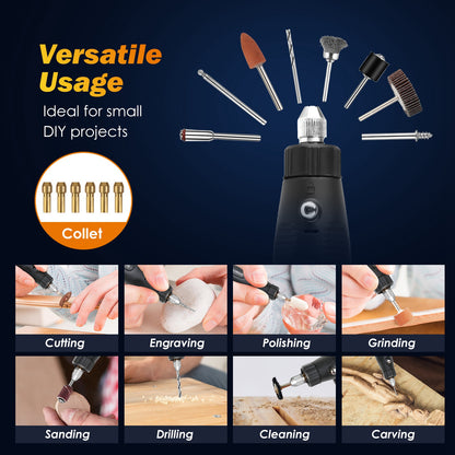 1Set Mini Corded Rotary Power Tool Set Of 186Pcs Electric Detail Sander Grinding Pen Small Drill Kit Engraver With 5 Speeds For Sanding Polishing Drilling Etching Engraving Carving DIY Crafts
