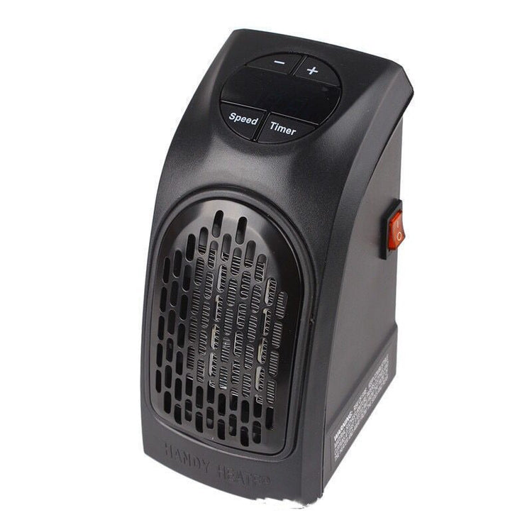 a black heater with a white background