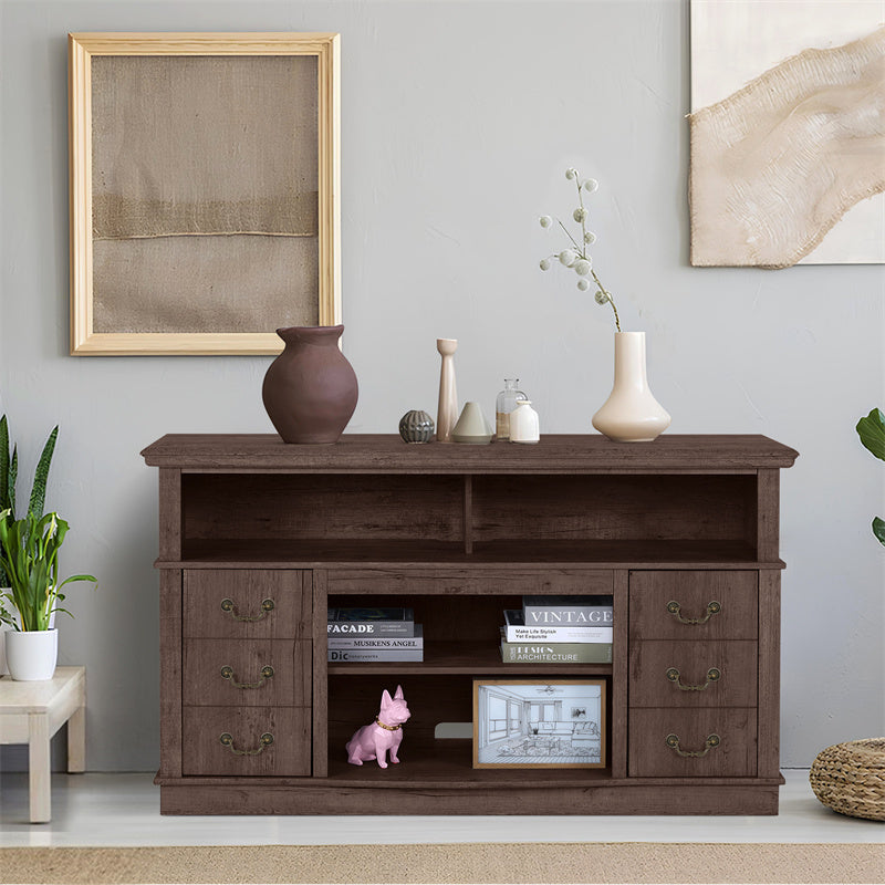 a brown wooden shelf with a vase and a pig on it