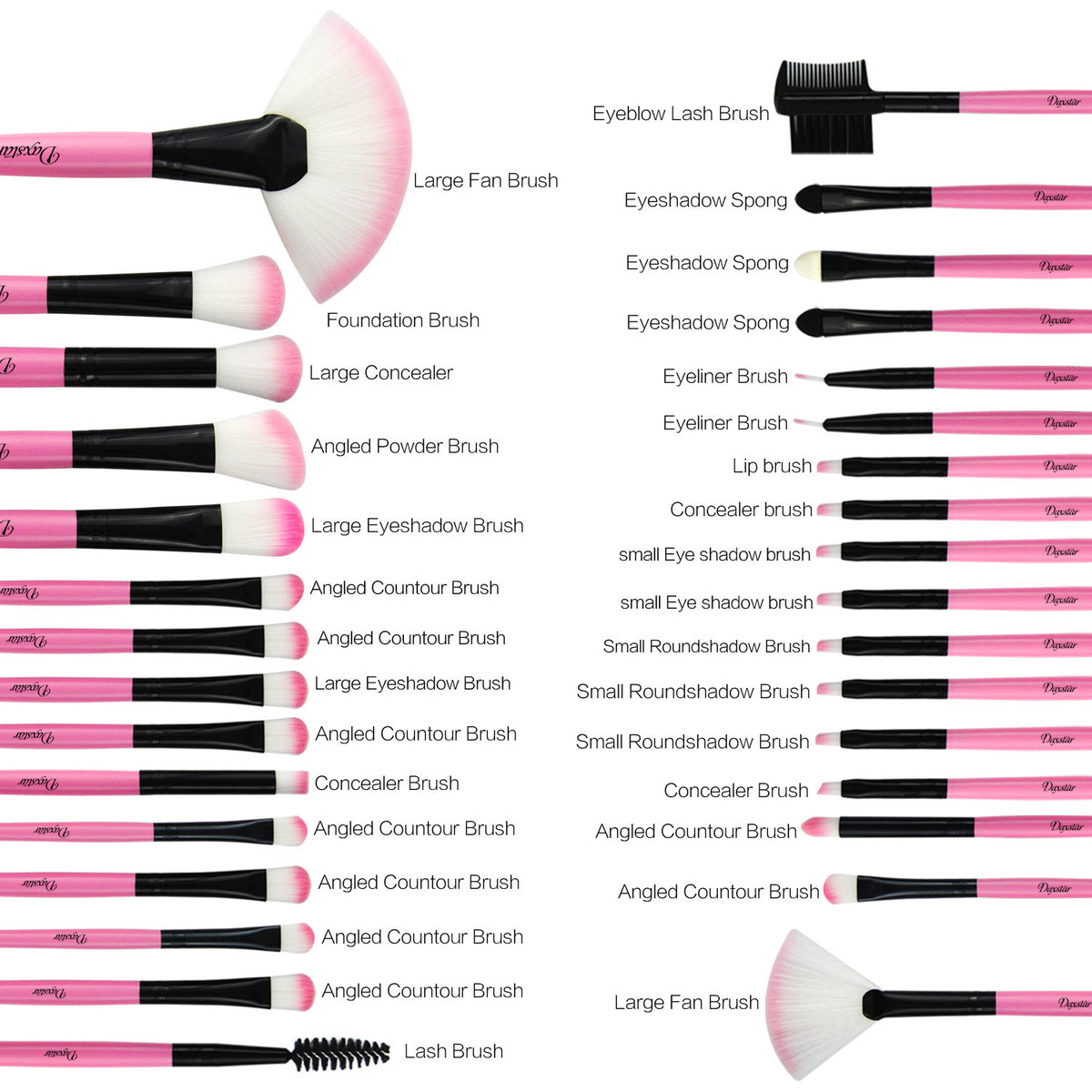a collection of makeup brushes