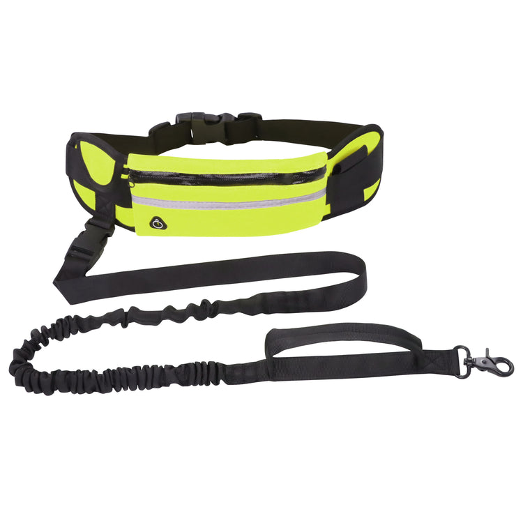 a yellow waist bag and leash