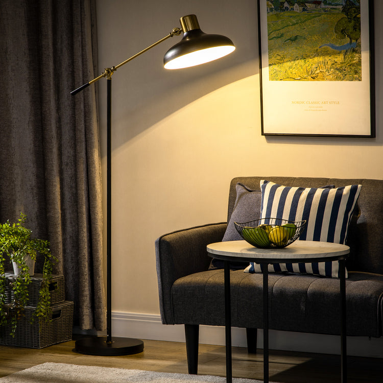 a lamp next to a couch