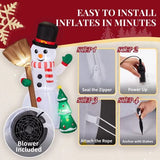 6.2-Foot Lighted Inflatable Snowman with Groom Decoration