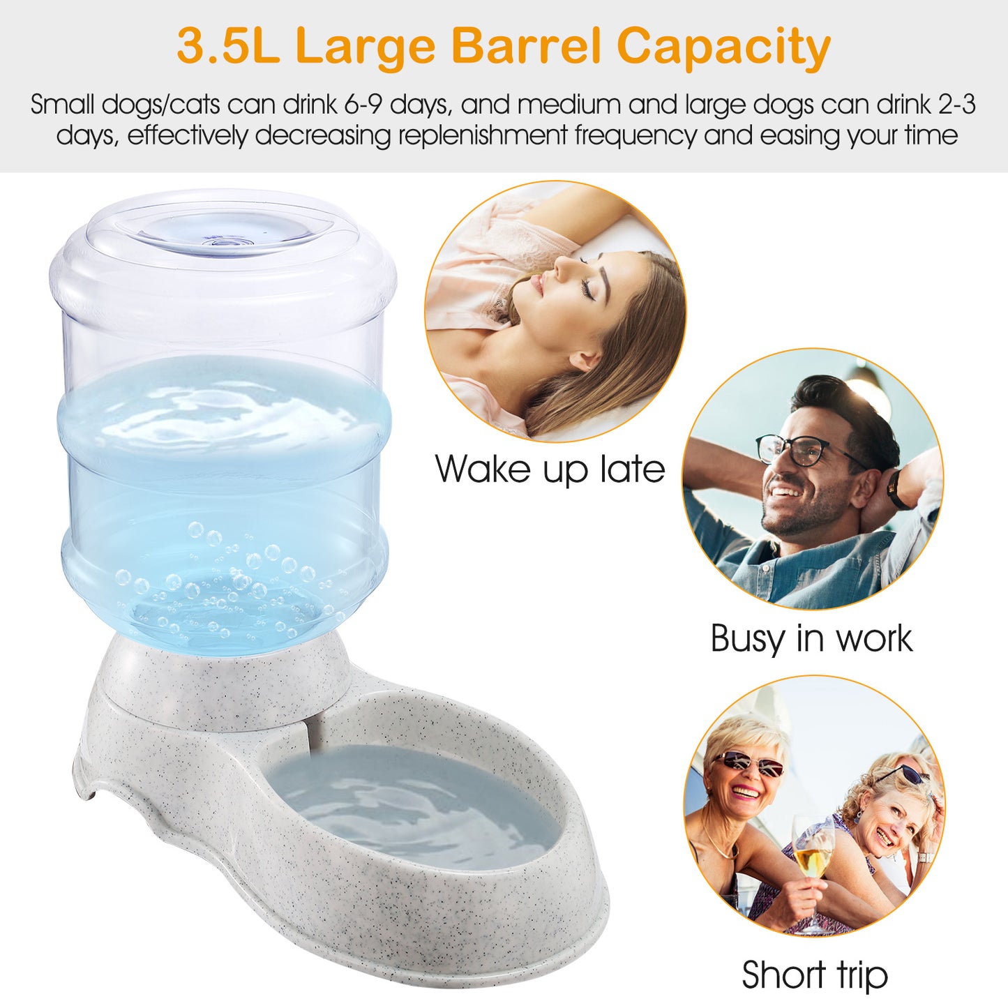 3.5L 1Gal Pet Water Dispenser Self-Dispensing Gravity Pets Water Feeder Automatic Pet Waterer Cat Dog