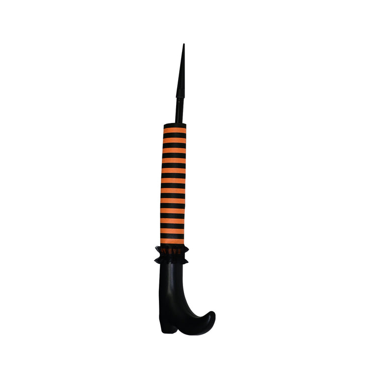 an umbrella with a black and orange striped cover