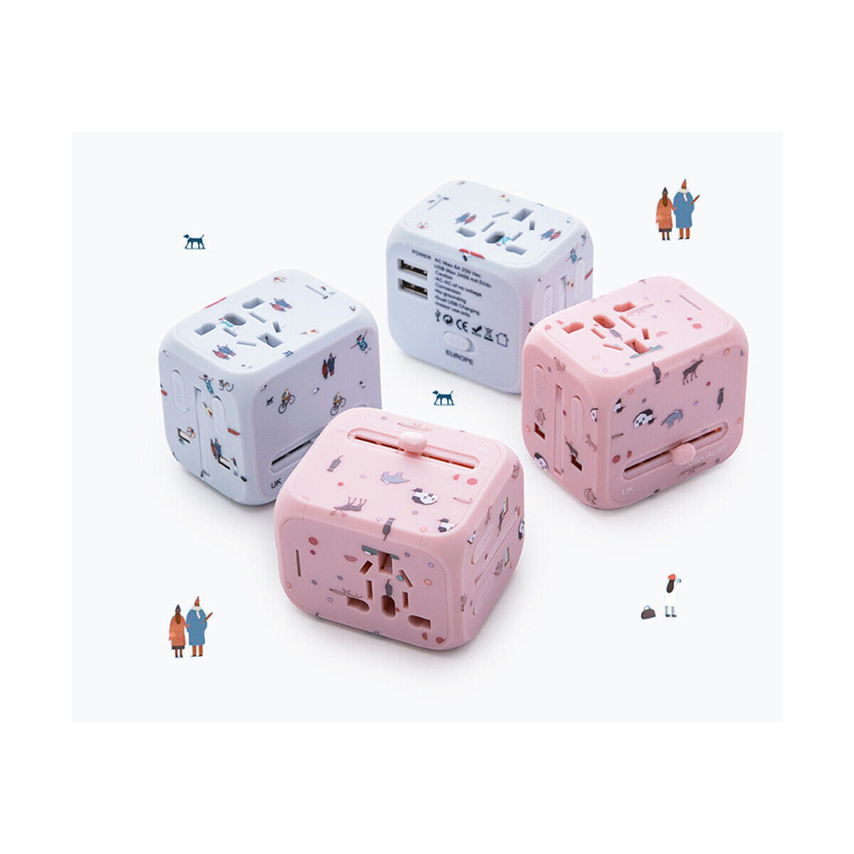 a group of cubes with different designs