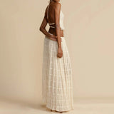 Women's 2-Piece Halter Top and Pleated Dress Set
