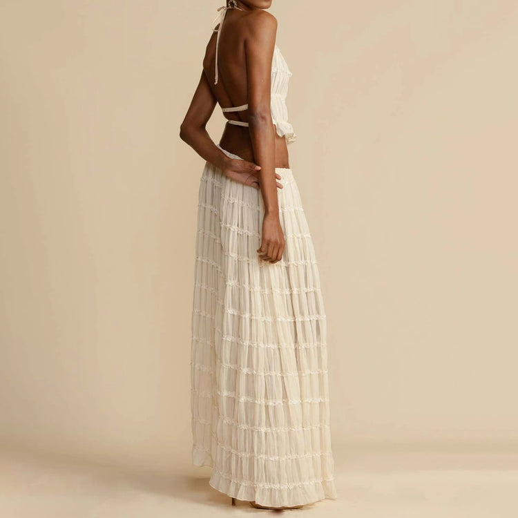 a woman in a white dress