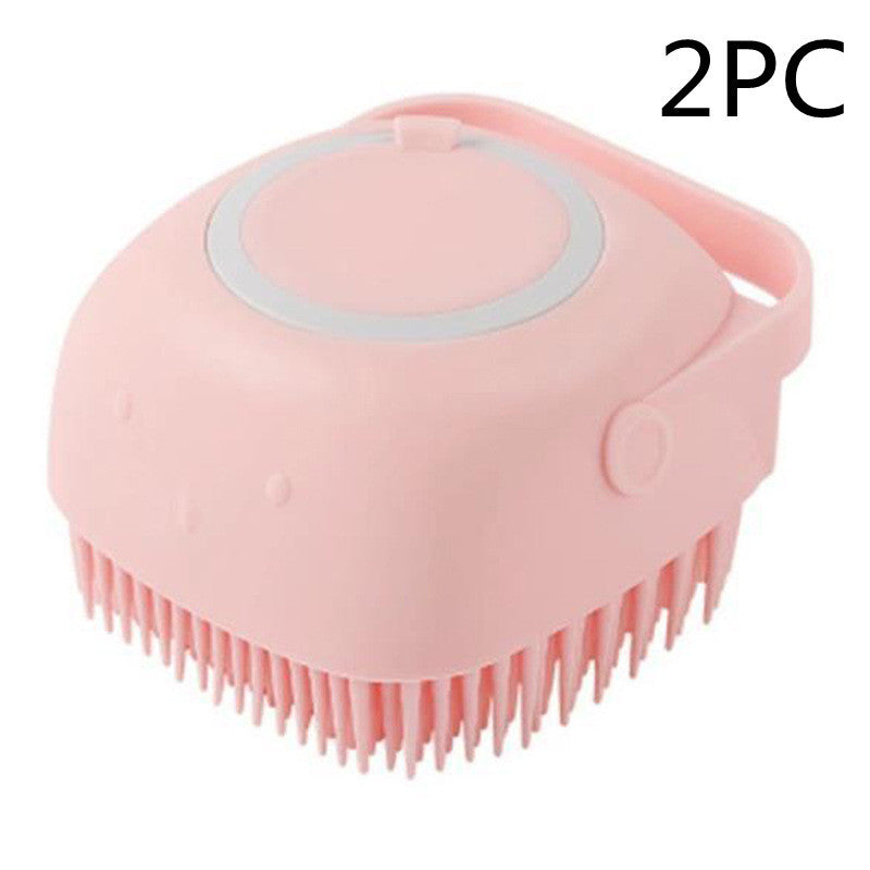 a pink brush with a handle
