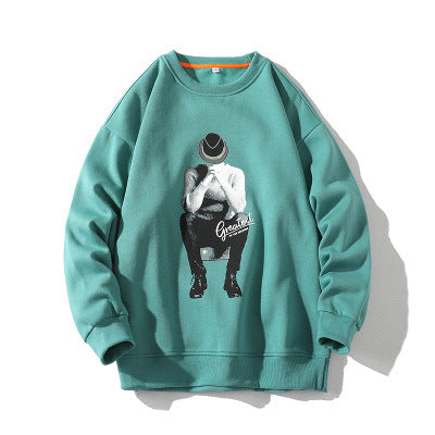 Hoodie Men's Tunic With Round Neck And Loose Sleeves