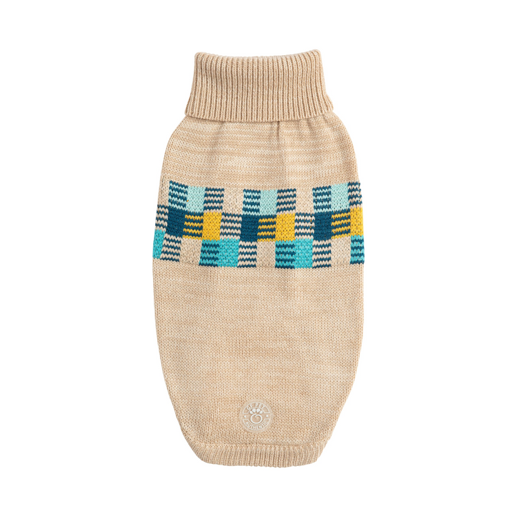 a knitted sweater with a pattern on it