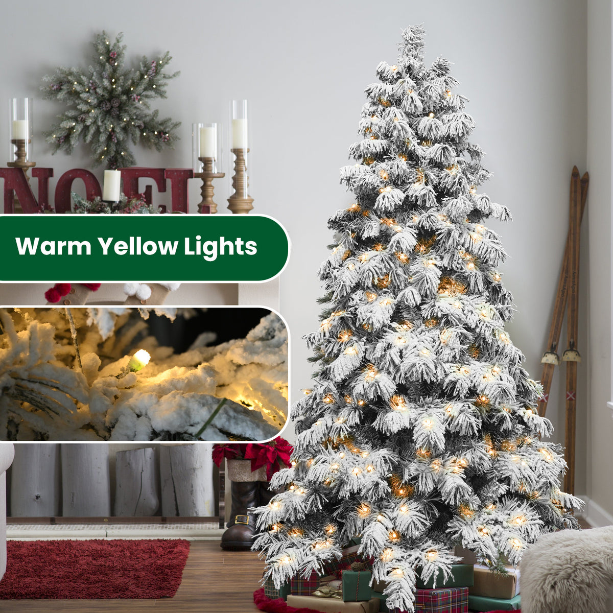 a christmas tree with lights and presents