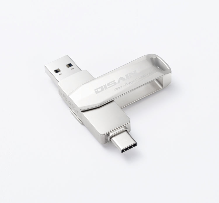 a silver usb flash drive