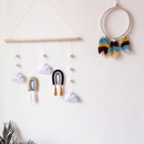 Wooden Stick Rainbow Felt Wall Hanging