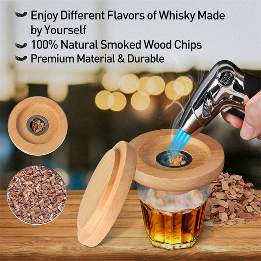 Smoker Kit With Torch  6 Flavors Wood Chips Whiskey Smoker Kit Drink Smoker Birthday Bourbon Gifts For Men, Dad, Husband  Without Butane