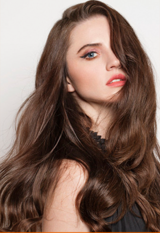a woman with long hair