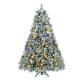 4-Foot Snow-Flocked Artificial Christmas Tree with Pine Cones and Red Berries