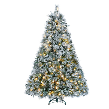 4FT Snow Flocked Christmas Tree Premium Artificial Christmas Tree With 404 Mixed PE Leaves & Tips, Small Realistic Full Pine Unlit Faux Xmas Tree With Snow For Home Office Holiday Decor