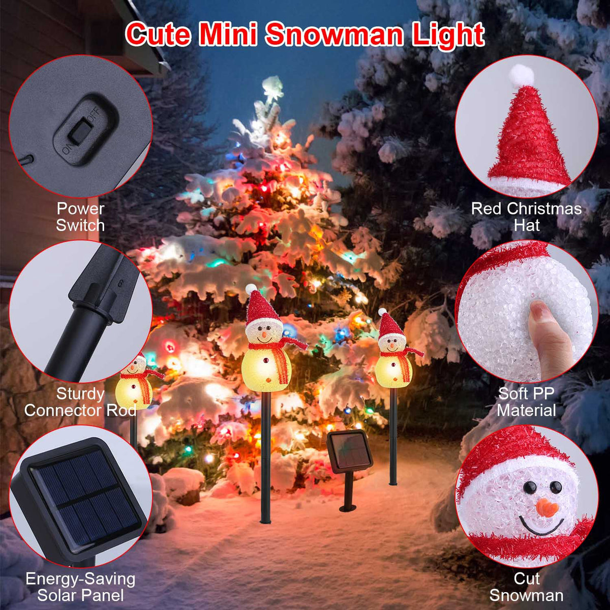 a snowman light with snowman decorations