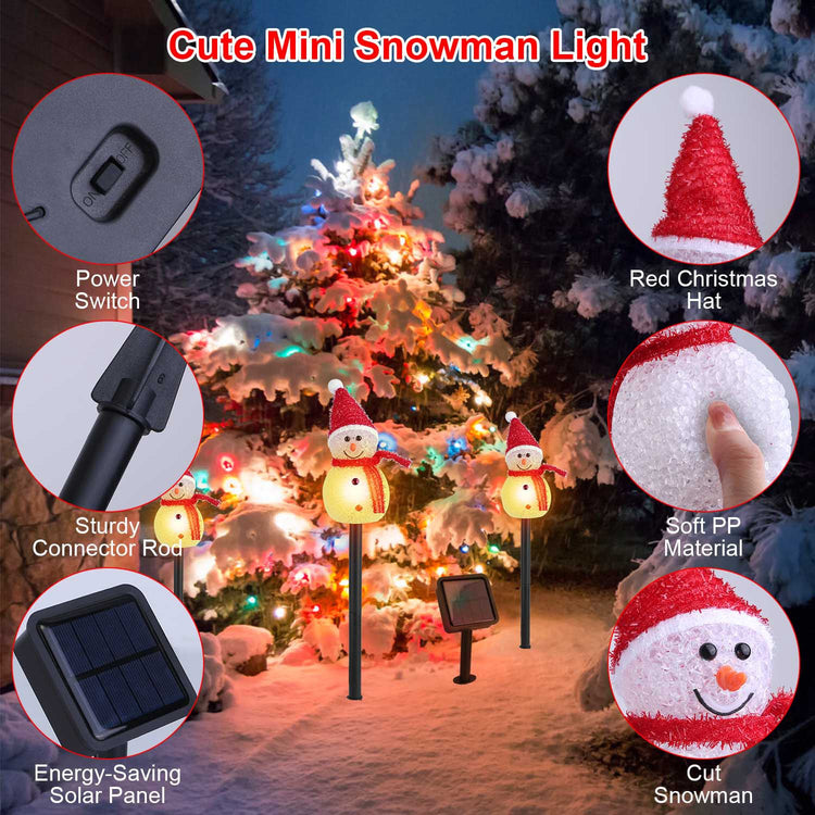 a snowman light with snowman decorations