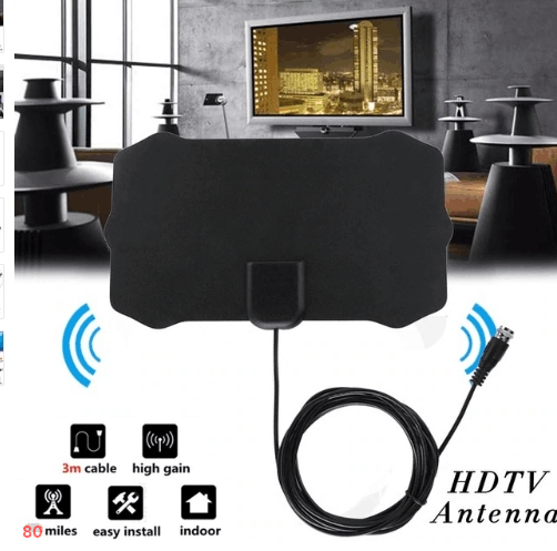 a black antenna with a cable