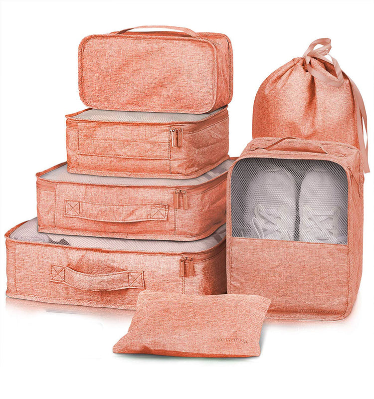 a group of luggage bags