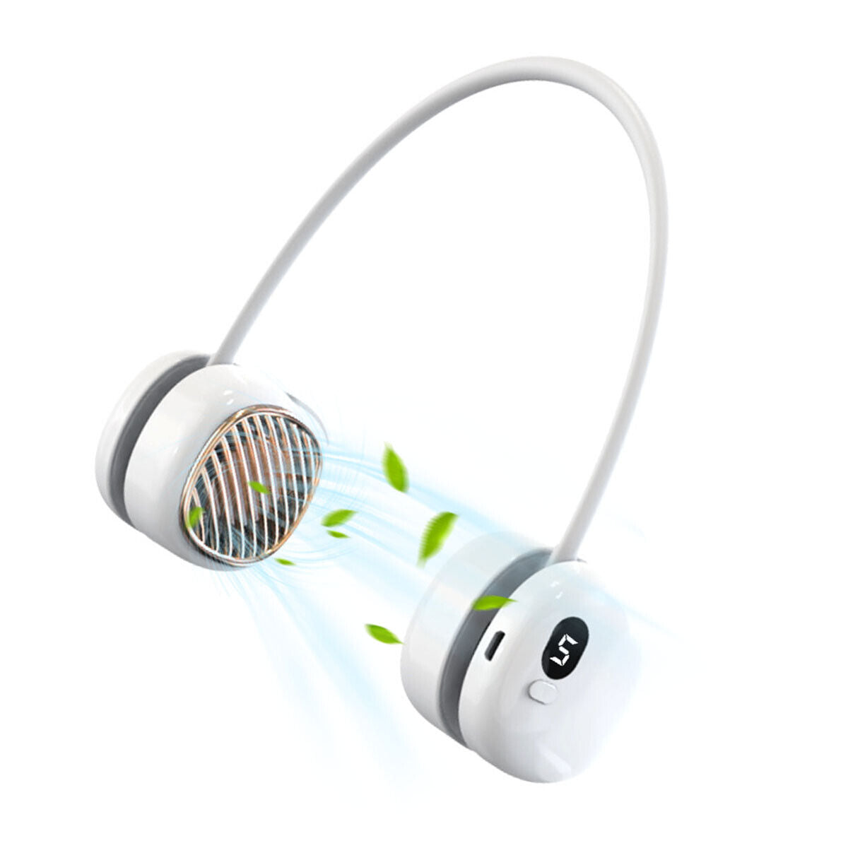a white headphones with green leaves coming out of it