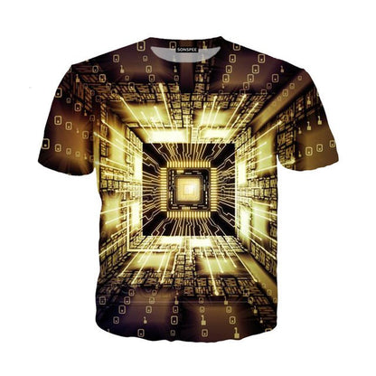 Mechanical Motherboard Printing 3D Digital Printing Men's New Short Sleeve