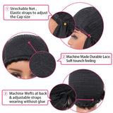 Kinky Curly Human Hair Wig with Bangs