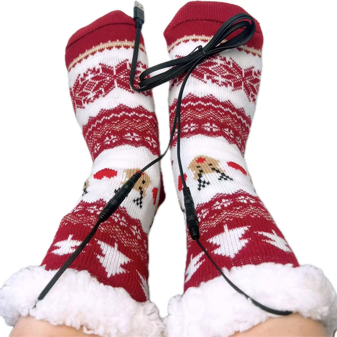 USB Electric Heating Warm Thickened Heating Room Socks