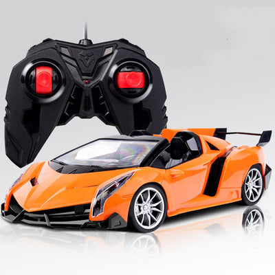 a toy car and remote control