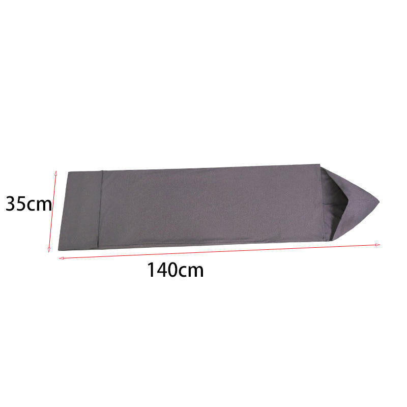 a grey bag with a pointy corner