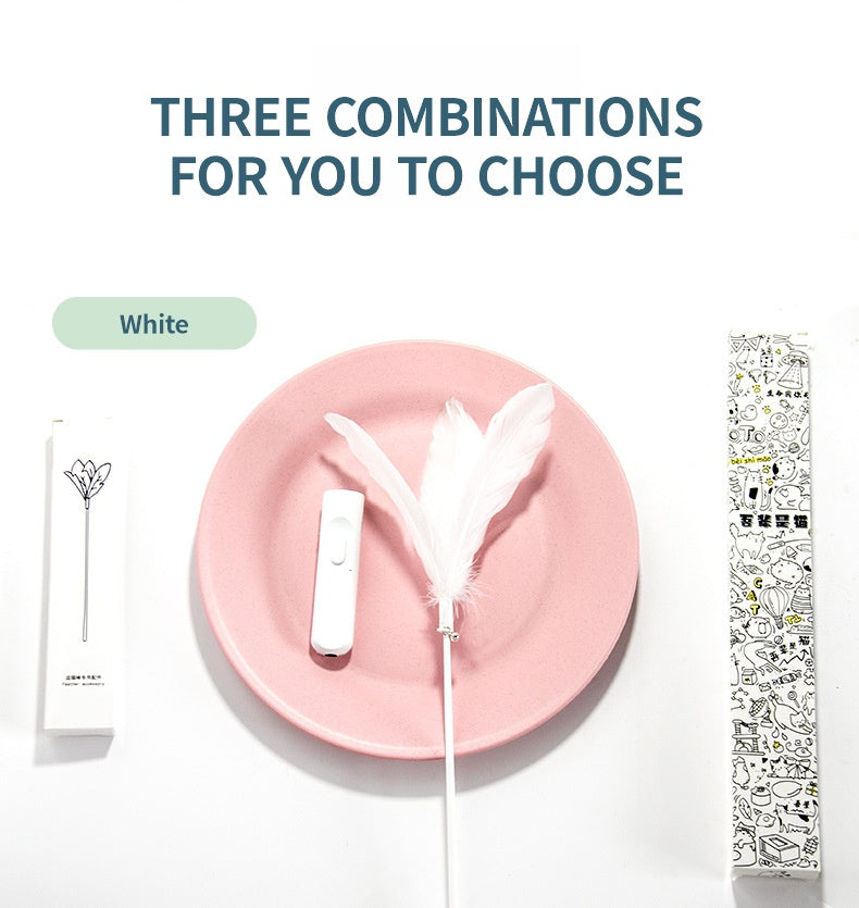 Cat Teaser Stick Laser Teaser Stick Feather Three In One USB Charging Multifunctional Pet Supplies Toy Teaser Stick Replacement Head