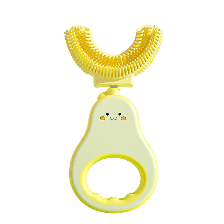 a yellow and white baby rattle