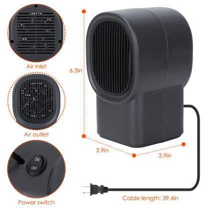 1Pc 400W Portable Electric Space Heater Mini Desktop Fan Heater Personal Small Space Heater For Home Office