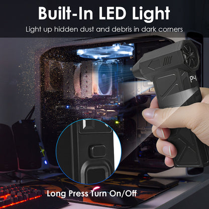 1Pc Compressed Air Duster With LED Light Vacuum Cleaner Max 160000RPM Speed For PC Keyboard Cleaning High Speed Rechargeable Cordless Air Blower With 4 Speeds For Home Car Outdoor
