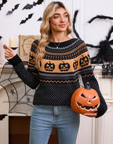 Women's Retro Pumpkin Embroidered Sweater