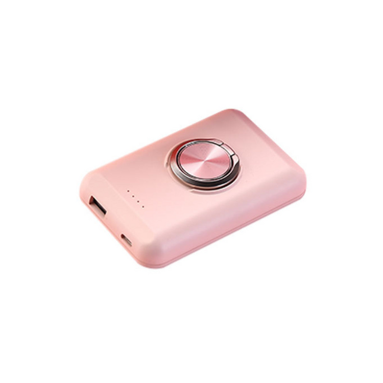 a pink device with a round knob