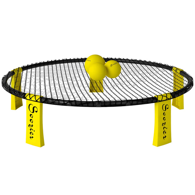Spike Ball Game Set, Mini Beach Games Set w/ Roundnet, 3 Balls, Pump, Carrying Bag, Portable Outdoor Games for Families