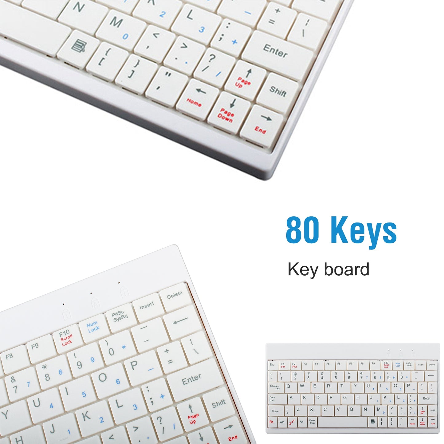 80 Keys Wired Keyboard Mini USB Connector Keyboard Portable Durable Keyboard With Carry Bag Tablet Stand For Android Window Tablet