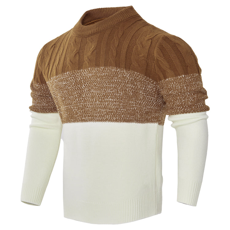 a brown and white sweater
