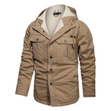 Men Cotton Jacket Winter Thick Warm Parkas Male Plus Velvet Casual Hooded Coat