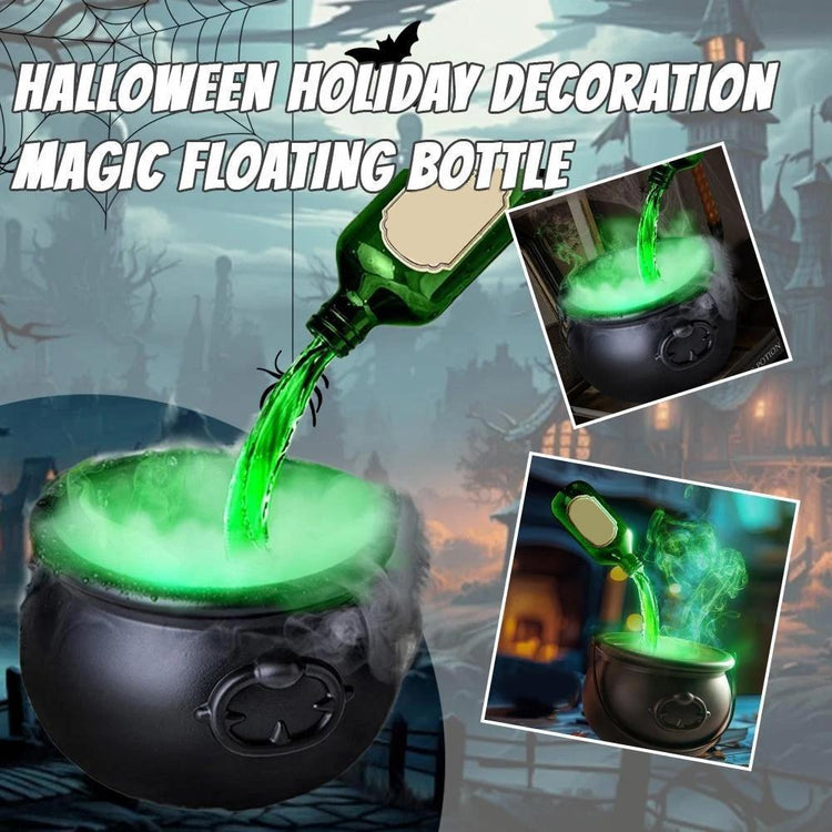 a green liquid pouring into a pot