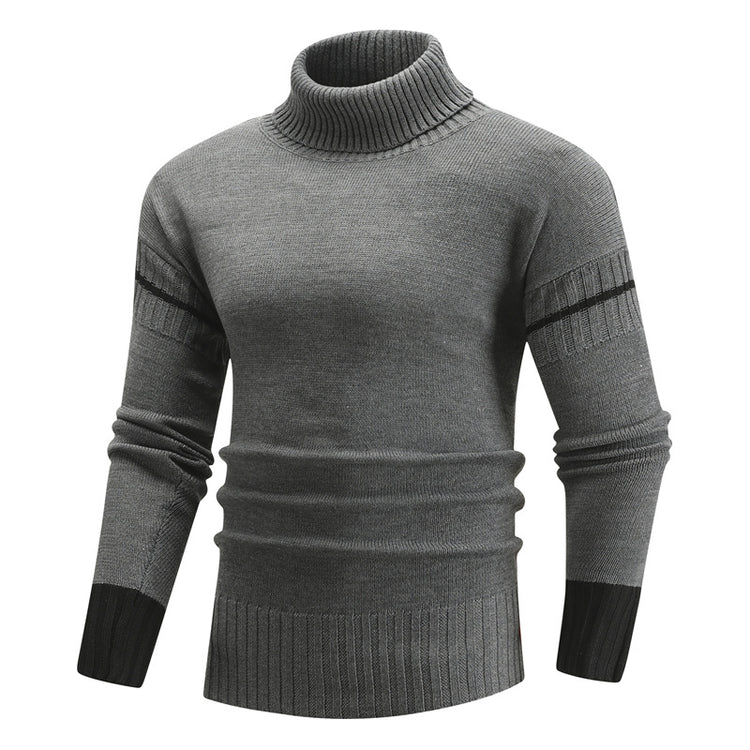 a grey sweater with black stripes