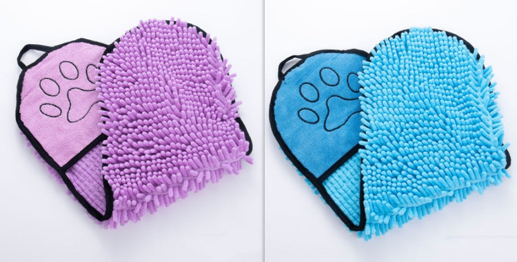 a pair of mittens with a paw print