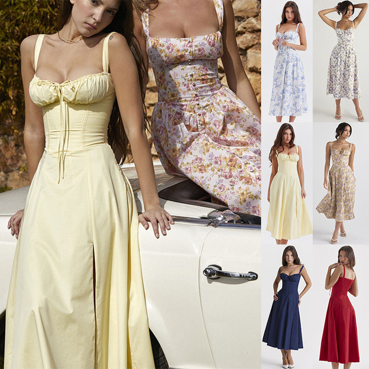a collage of women in dresses