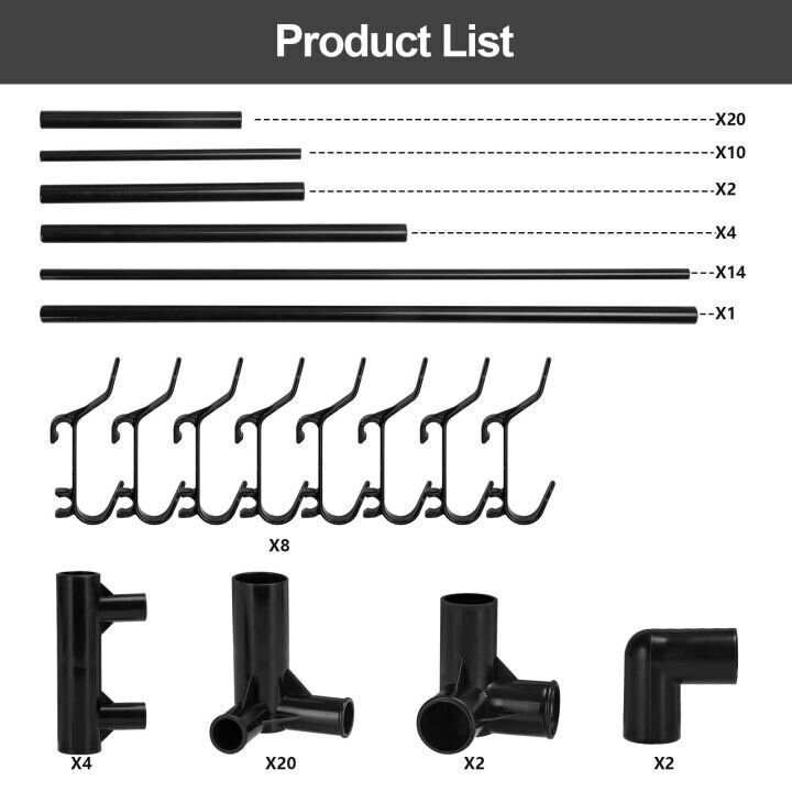 a group of black plastic pipes