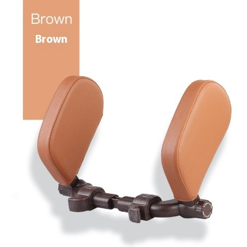 a brown head rest for a car