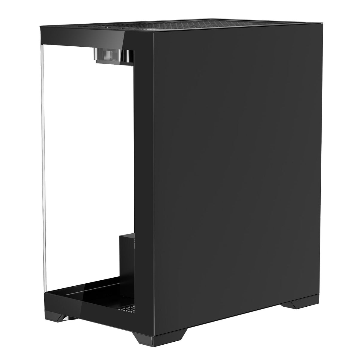 a black rectangular object with a glass door